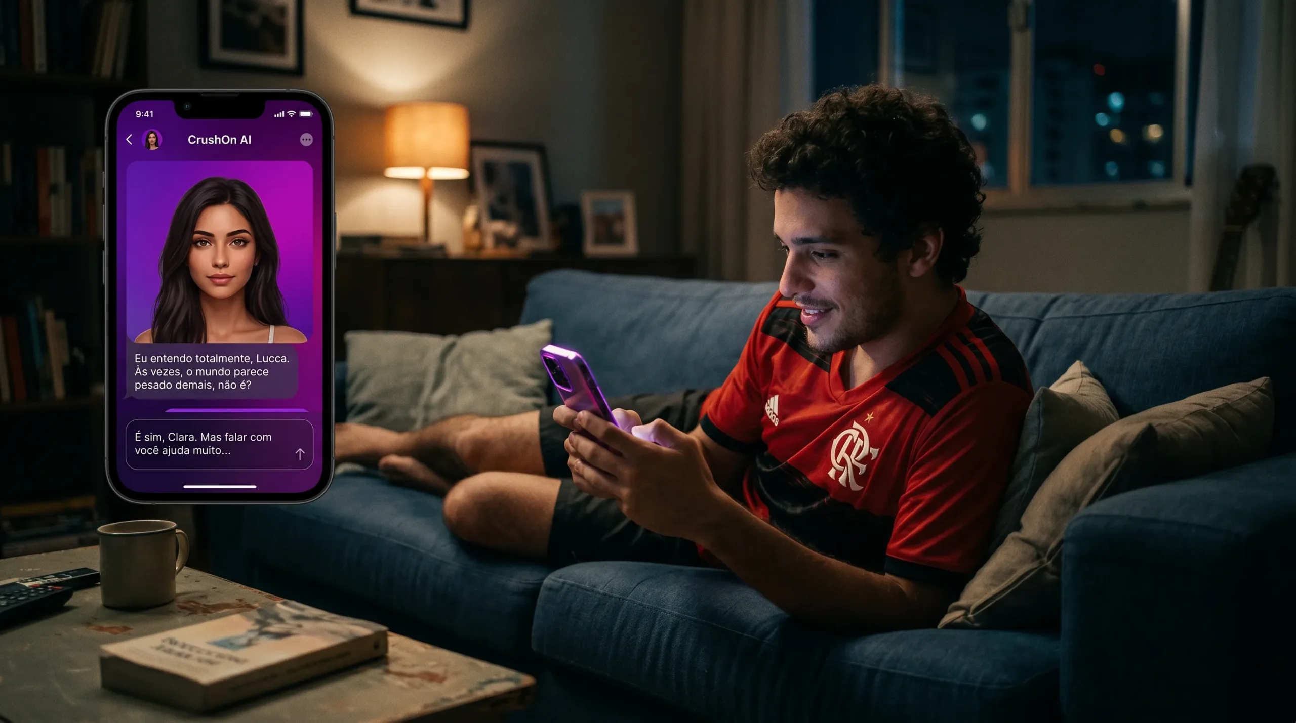 Experiência real no CrushOn AI sem pagar — usando o plano gratuito de namorada virtual IA